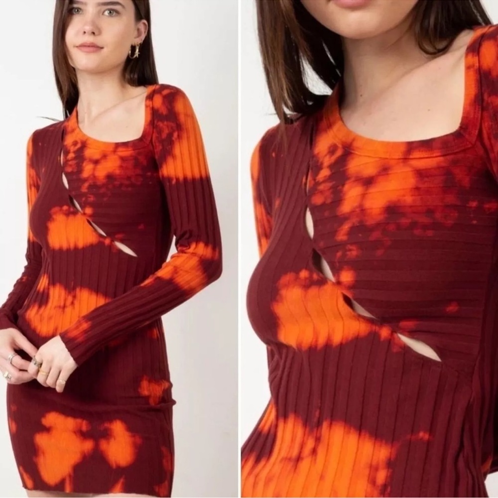 Cotton Citizen Capri Cut Out Tie Dye Ribbed Red Dress ASO Brittany Snow Med.